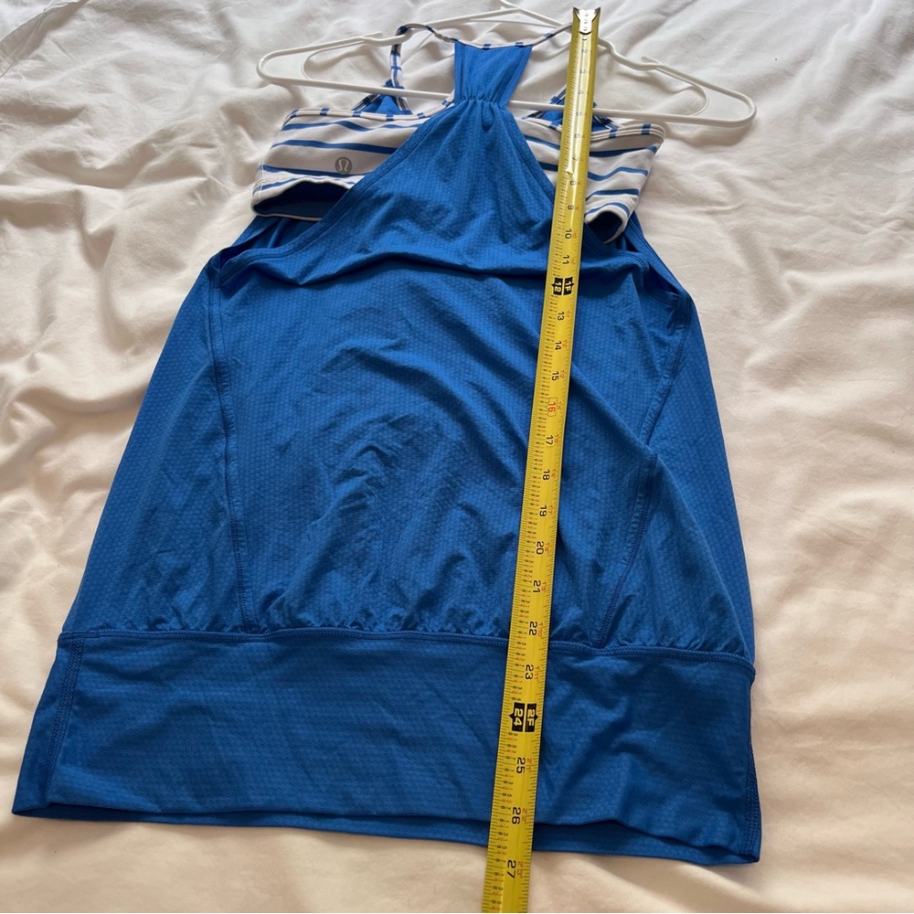 Lululemon No Limits Tank Pipe Dream Blue Deauville Stripe Workout Athletic 4 - Picture 7 of 7